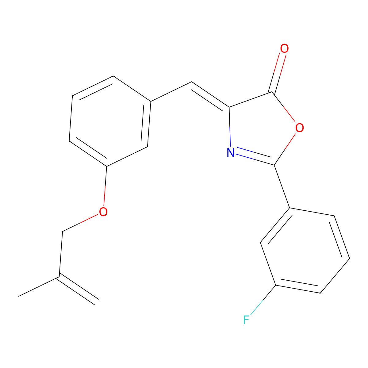 2-(3-Fluorophenyl)-4-[[3-[(2-methyl-2-propen-1-yl)oxy]phenyl]methylene]-5(4H)-oxazolone molecular structure, CAS 423156-69-8