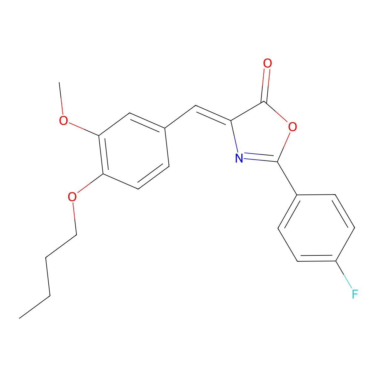 4-[(4-Butoxy-3-methoxyphenyl)methylene]-2-(4-fluorophenyl)-5(4H)-oxazolone molecular structure, CAS 423157-13-5
