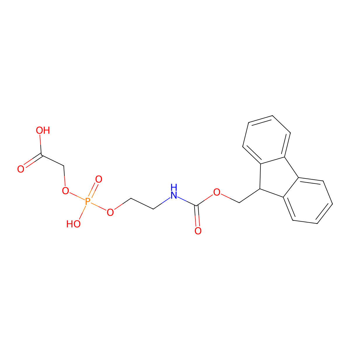 2-({[2-({[(9H-fluoren-9-yl)methoxy]carbonyl}amino)ethoxy](hydroxy)phosphoryl}oxy)acetic acid molecular structure, CAS 423164-96-9