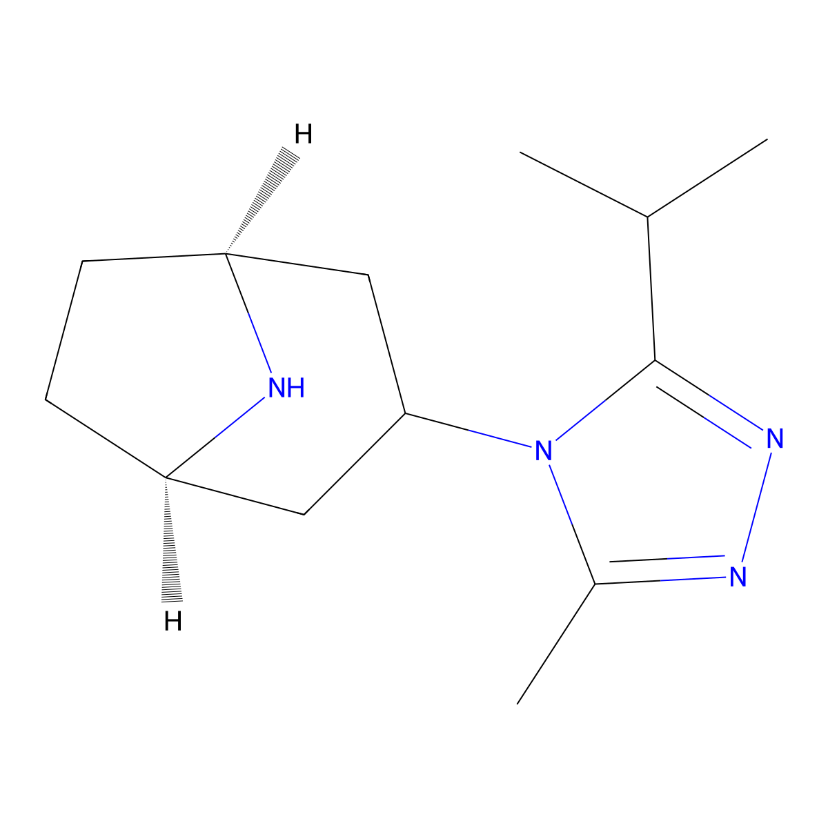 (1R,3s,5S)-3-(3-Isopropyl-5-methyl-4H-1,2,4-triazol-4-yl)-8-azabicyclo[3.2.1]octane molecular structure, CAS 423165-07-5