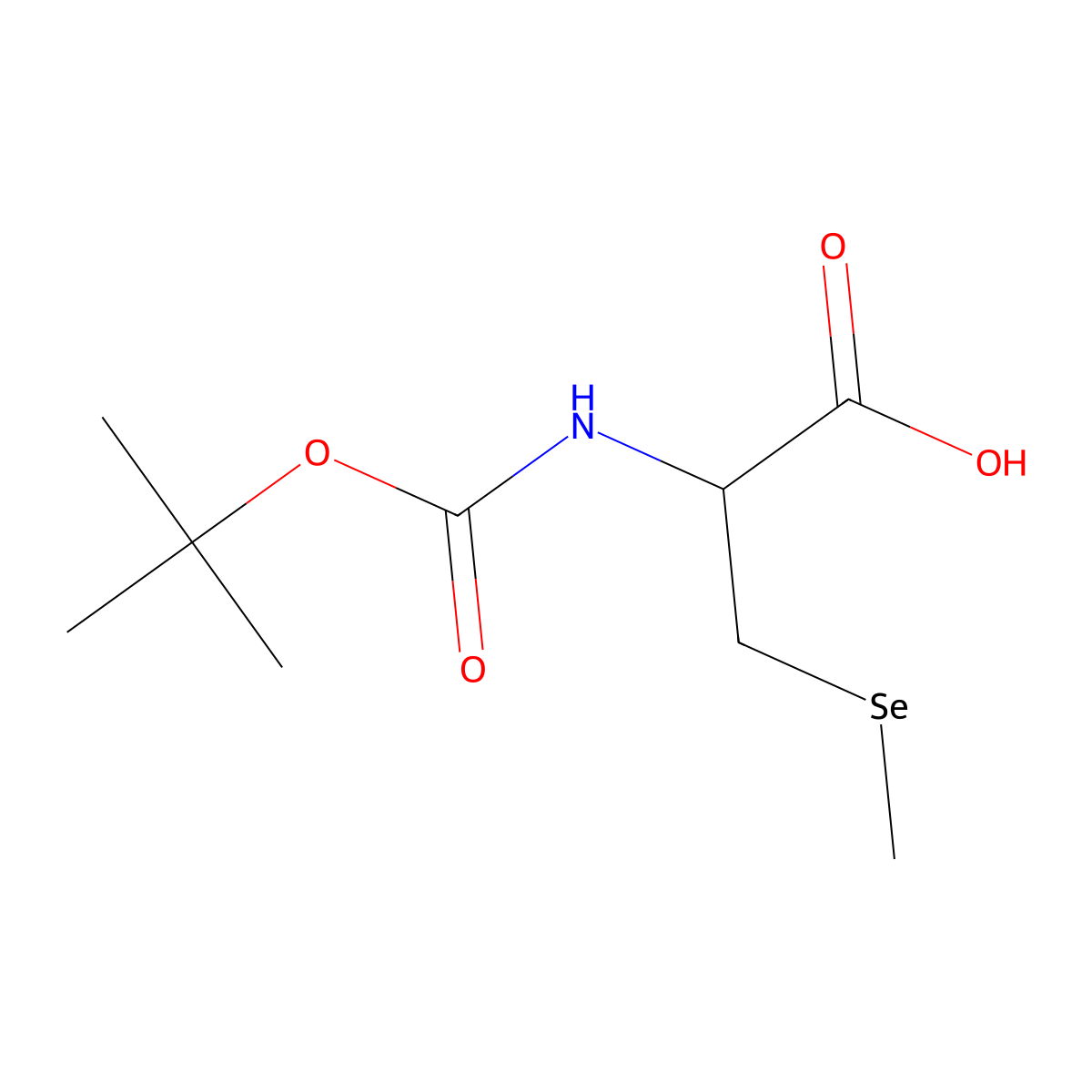 (R)-2-((tert-Butoxycarbonyl)amino)-3-(methylselanyl)propanoic acid molecular structure, CAS 423171-87-3