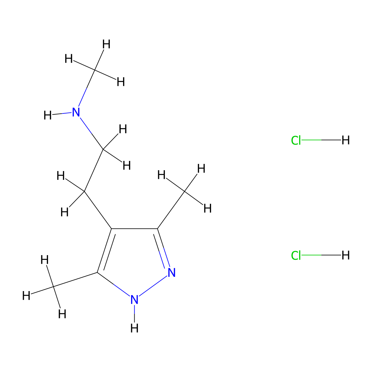 3,5-Dimethyl-4-[2-(methylamino)ethyl]-1H-pyrazole dihydrochloride molecular structure, CAS 423176-42-5