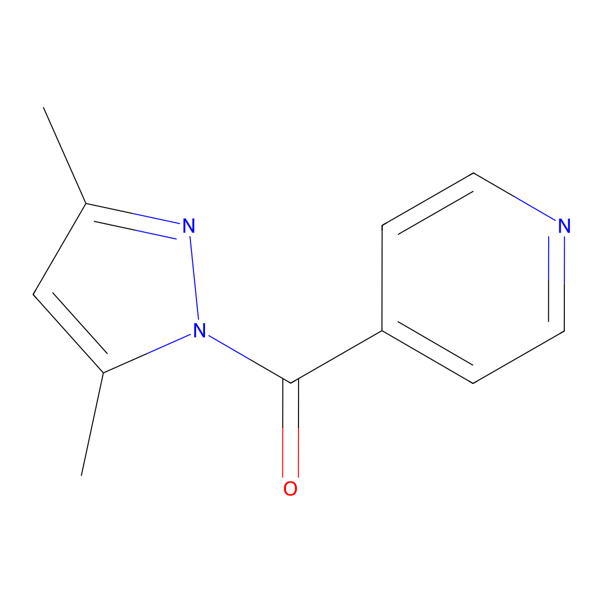 1H-Pyrazole, 3,5-dimethyl-1-(4-pyridinylcarbonyl)- molecular structure, CAS 42329-05-5