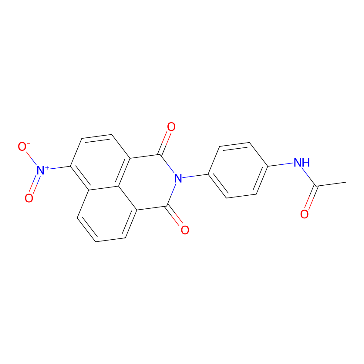 N-(4-{10-nitro-2,4-dioxo-3-azatricyclo[7.3.1.0,5,13]trideca-1(13),5,7,9,11-pentaen-3-yl}phenyl)acetamide molecular structure, CAS 42340-37-4