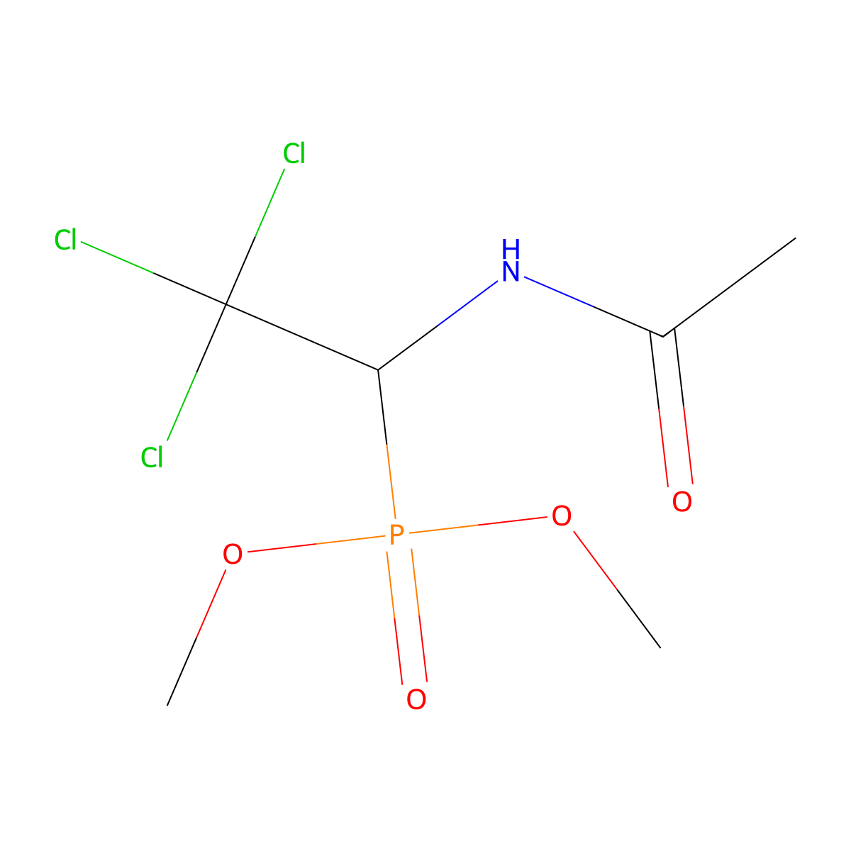 (1-Acetylamino-2,2,2-trichloro-ethyl)-phosphonic acid dimethyl ester molecular structure, CAS 42343-97-5