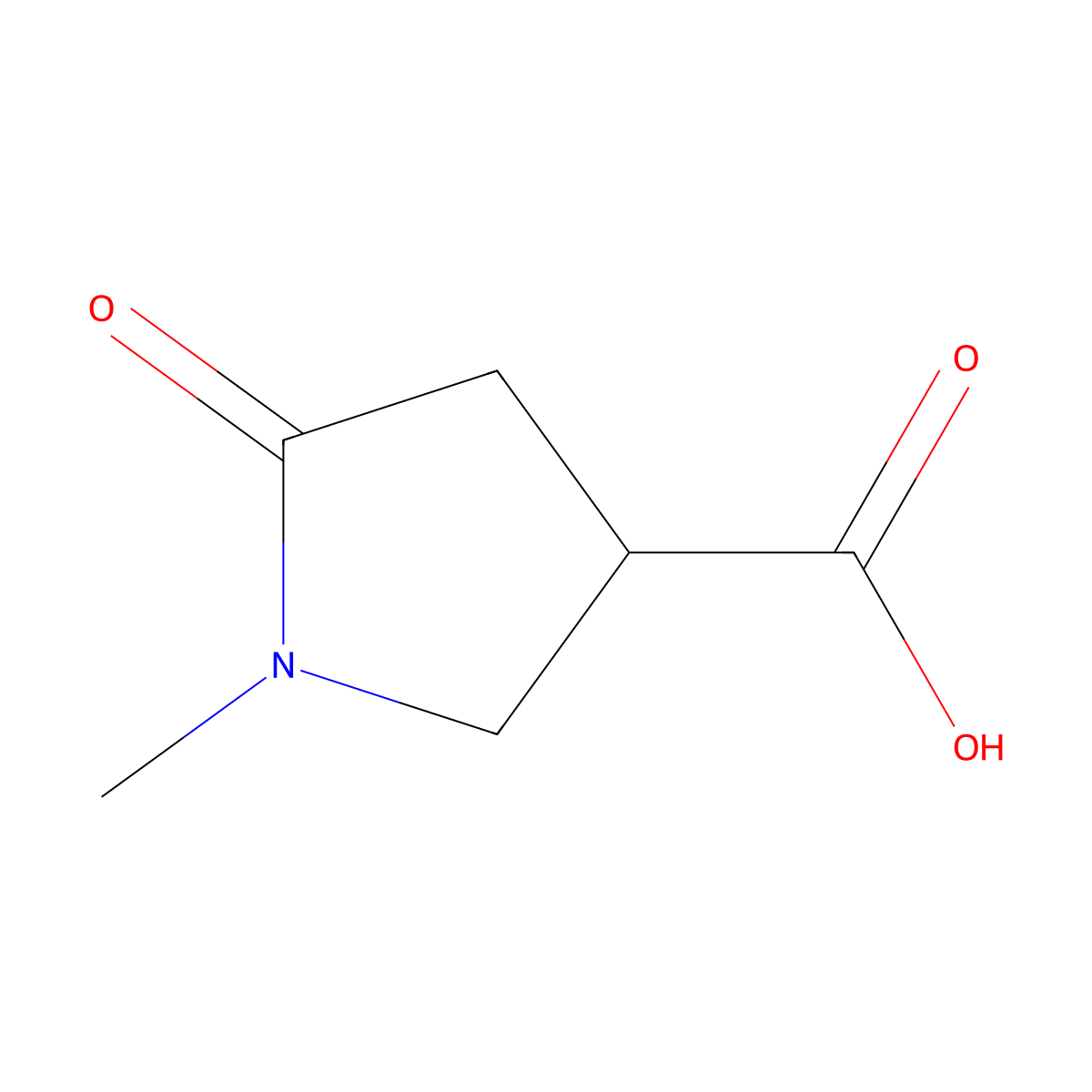 1-Methyl-5-oxopyrrolidine-3-carboxylic acid molecular structure, CAS 42346-68-9
