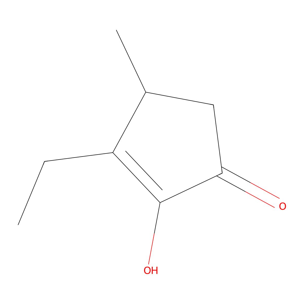 2-Cyclopenten-1-one, 3-ethyl-2-hydroxy-4-methyl- molecular structure, CAS 42348-12-9