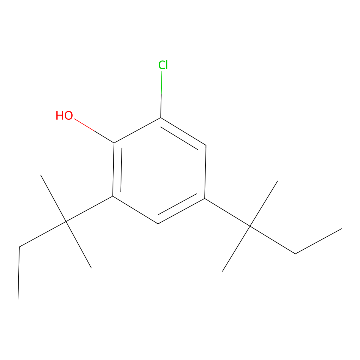 2-Chloro-4,6-di-tert-amylphenol molecular structure, CAS 42350-99-2