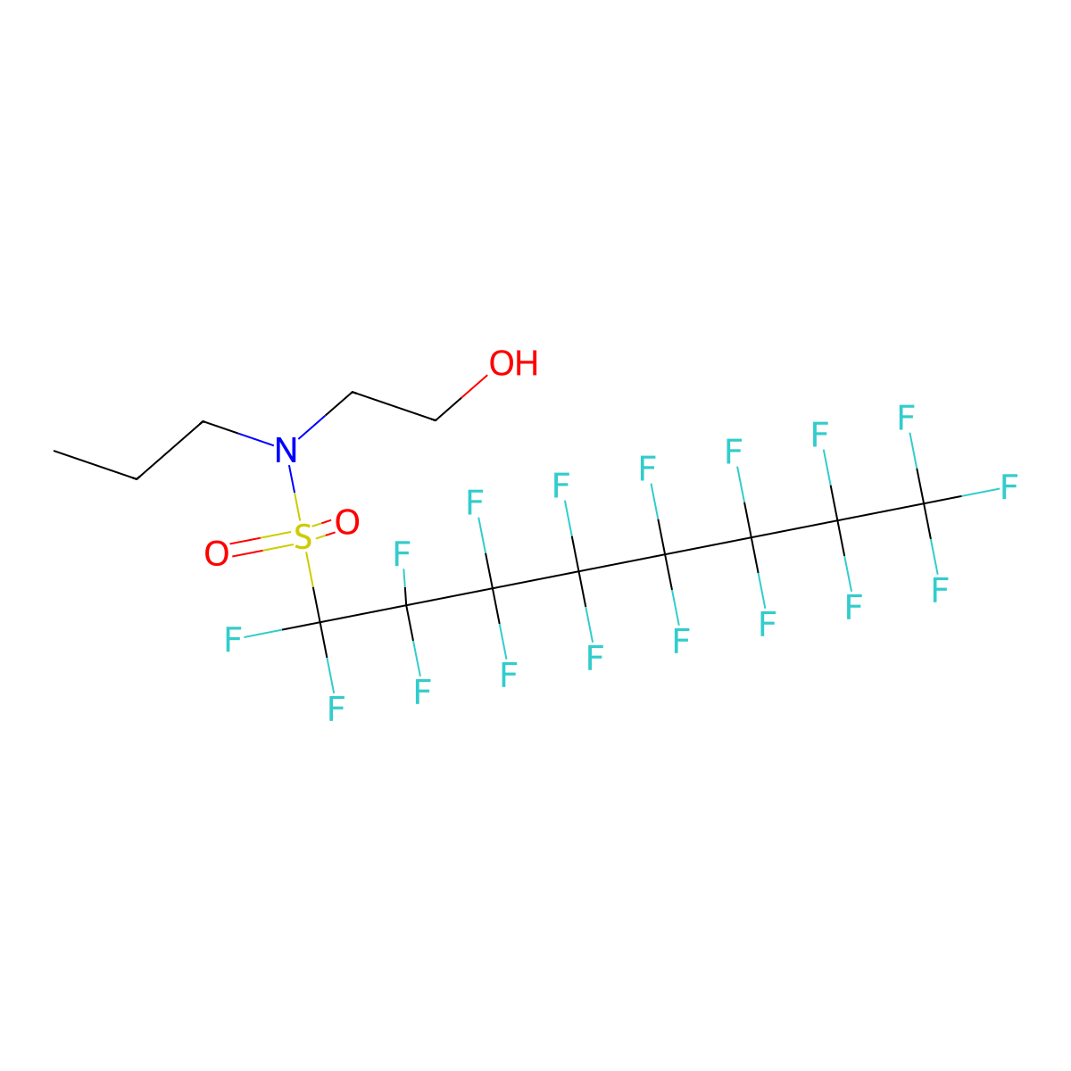 Heptadecafluoro-N-(2-hydroxyethyl)-N-propyloctanesulphonamide molecular structure, CAS 4236-15-1