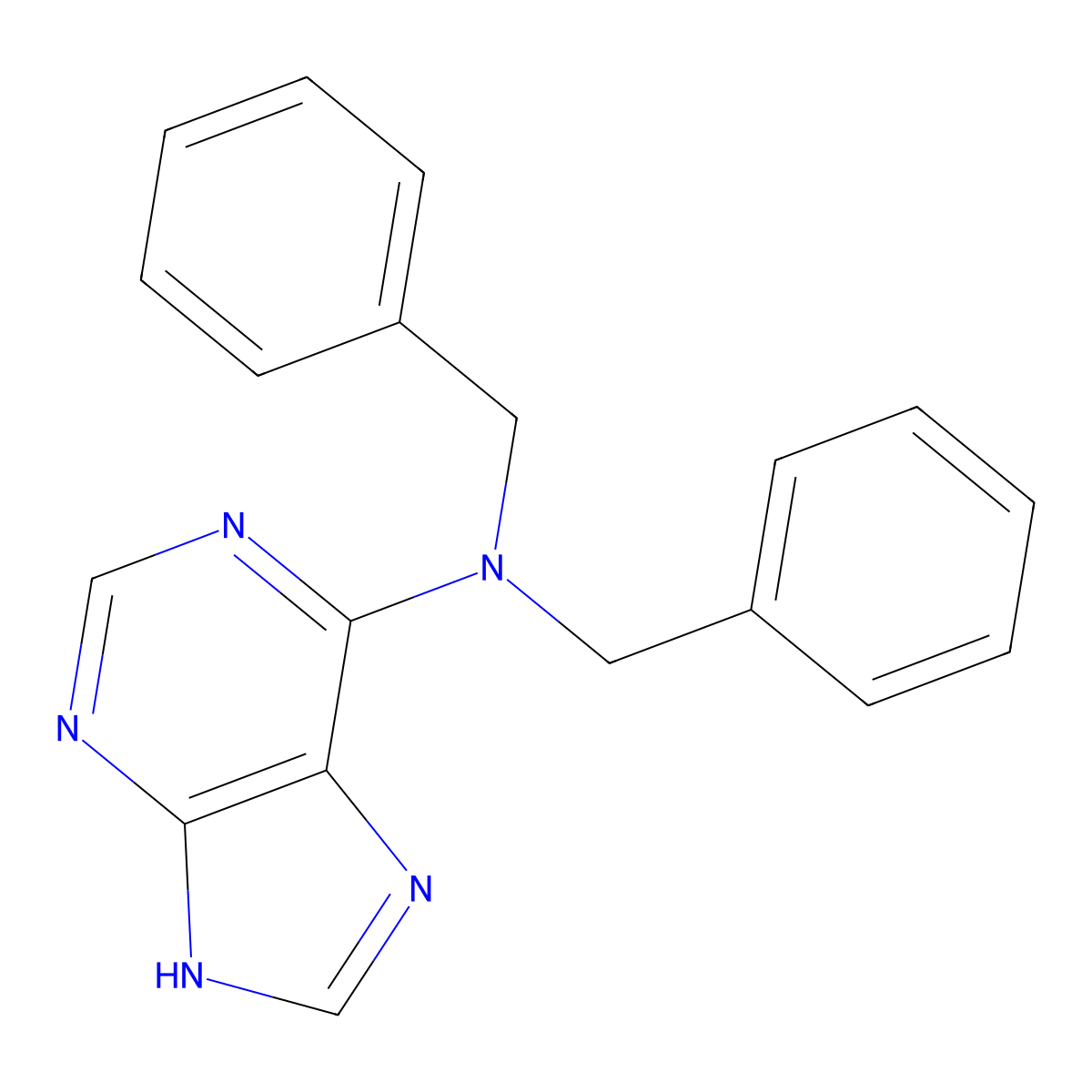 N,N-dibenzyl-7H-purin-6-amine molecular structure, CAS 4236-49-1