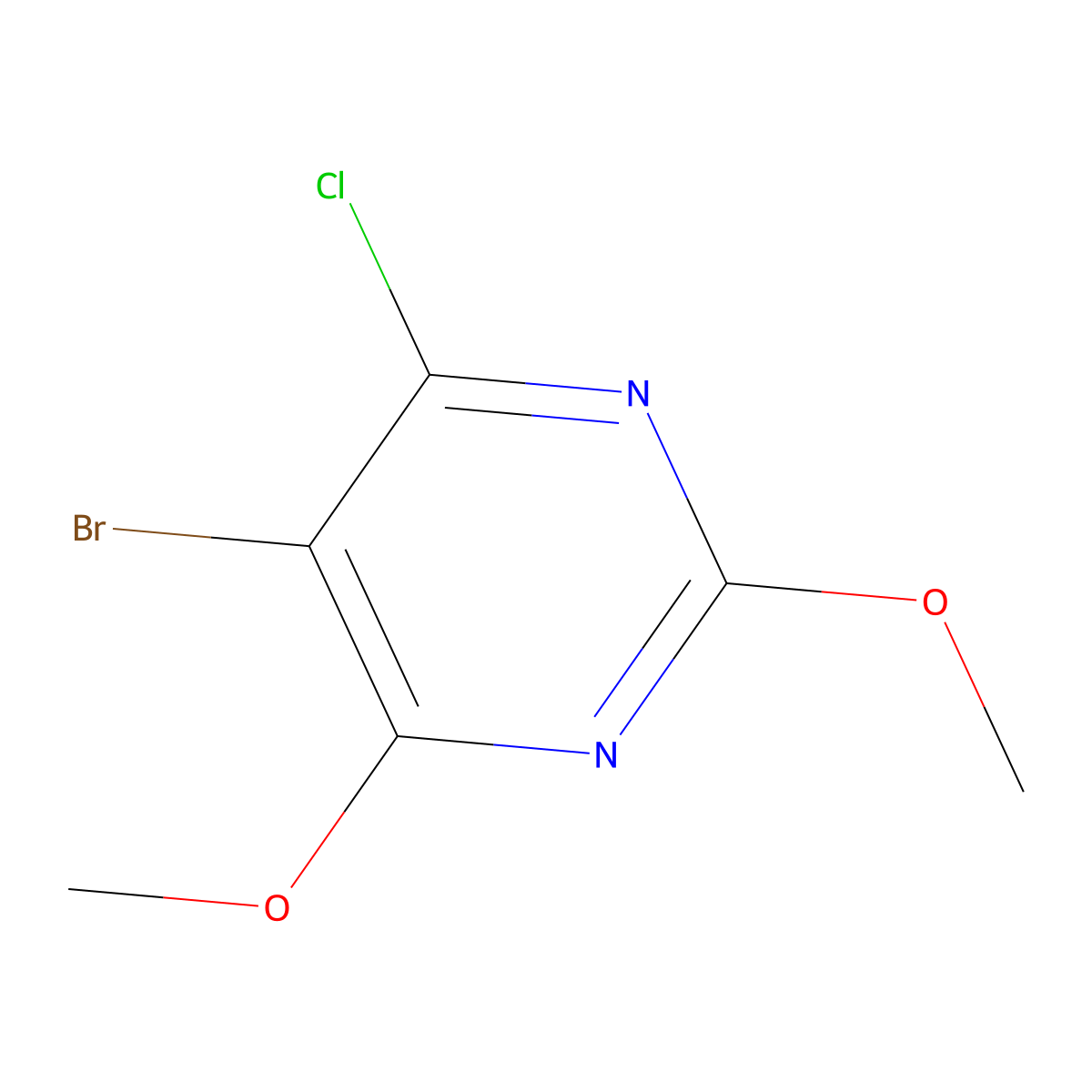 5-Bromo-4-chloro-2,6-dimethoxypyrimidine molecular structure, CAS 42362-16-3
