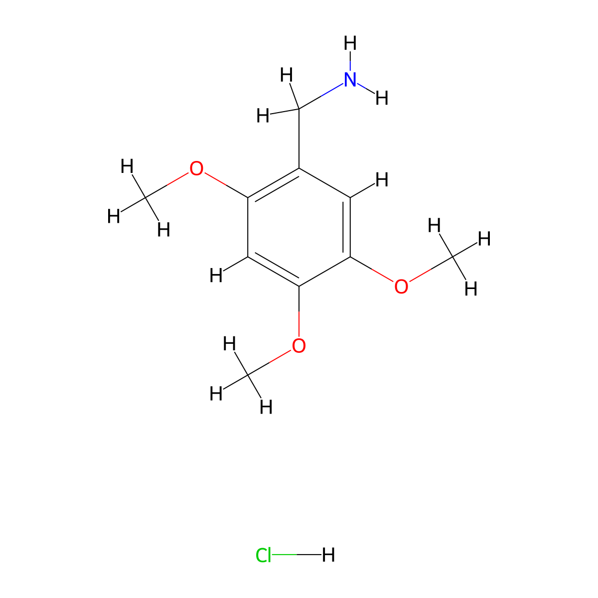 (2,4,5-Trimethoxyphenyl)methanamine hydrochloride molecular structure, CAS 42365-70-8