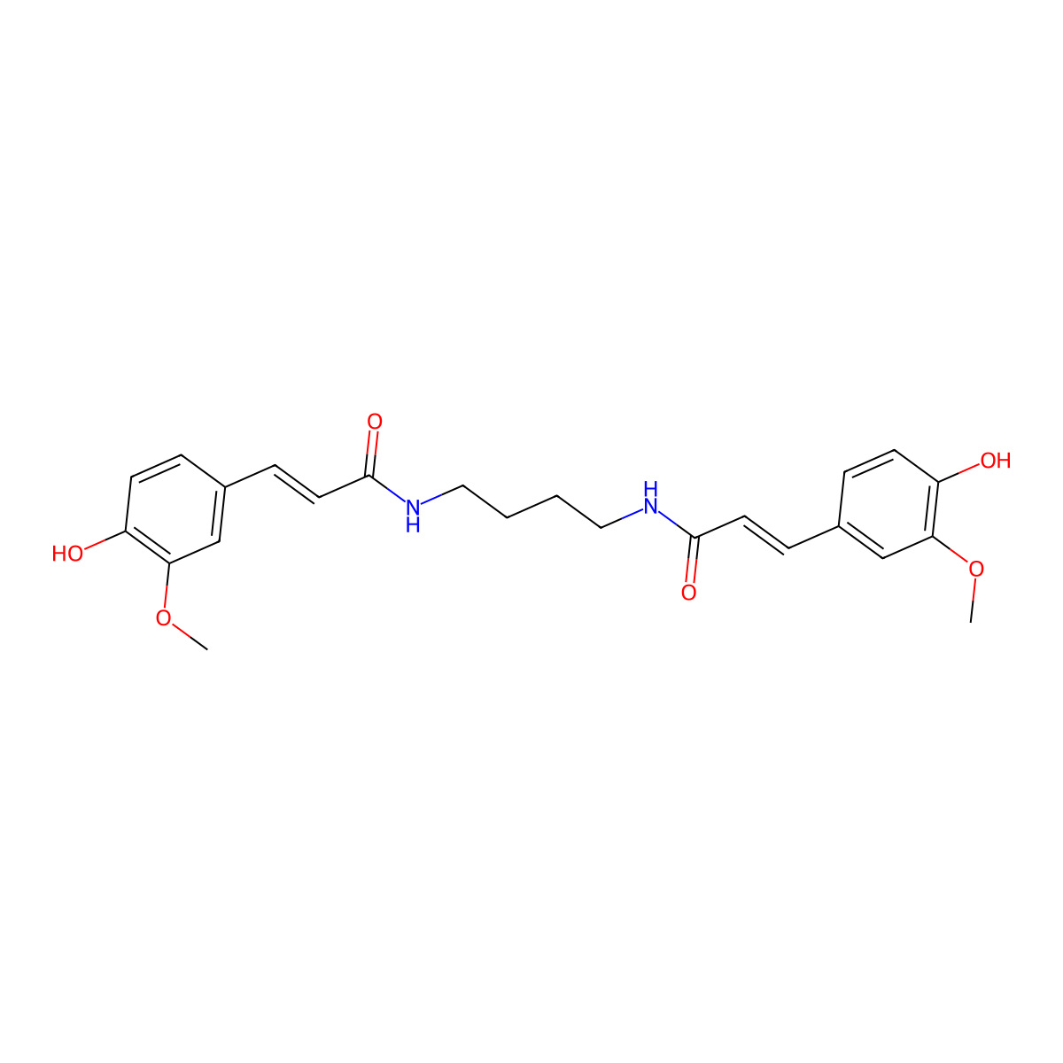 N,N'-bis(4-hydroxy-3-methoxycinnamoyl)-1,4-butanediamine molecular structure, CAS 42369-86-8