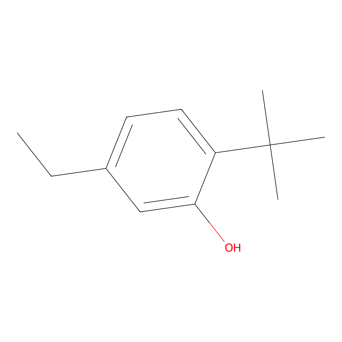 Phenol, 2-(1,1-dimethylethyl)-5-ethyl- molecular structure, CAS 4237-25-6