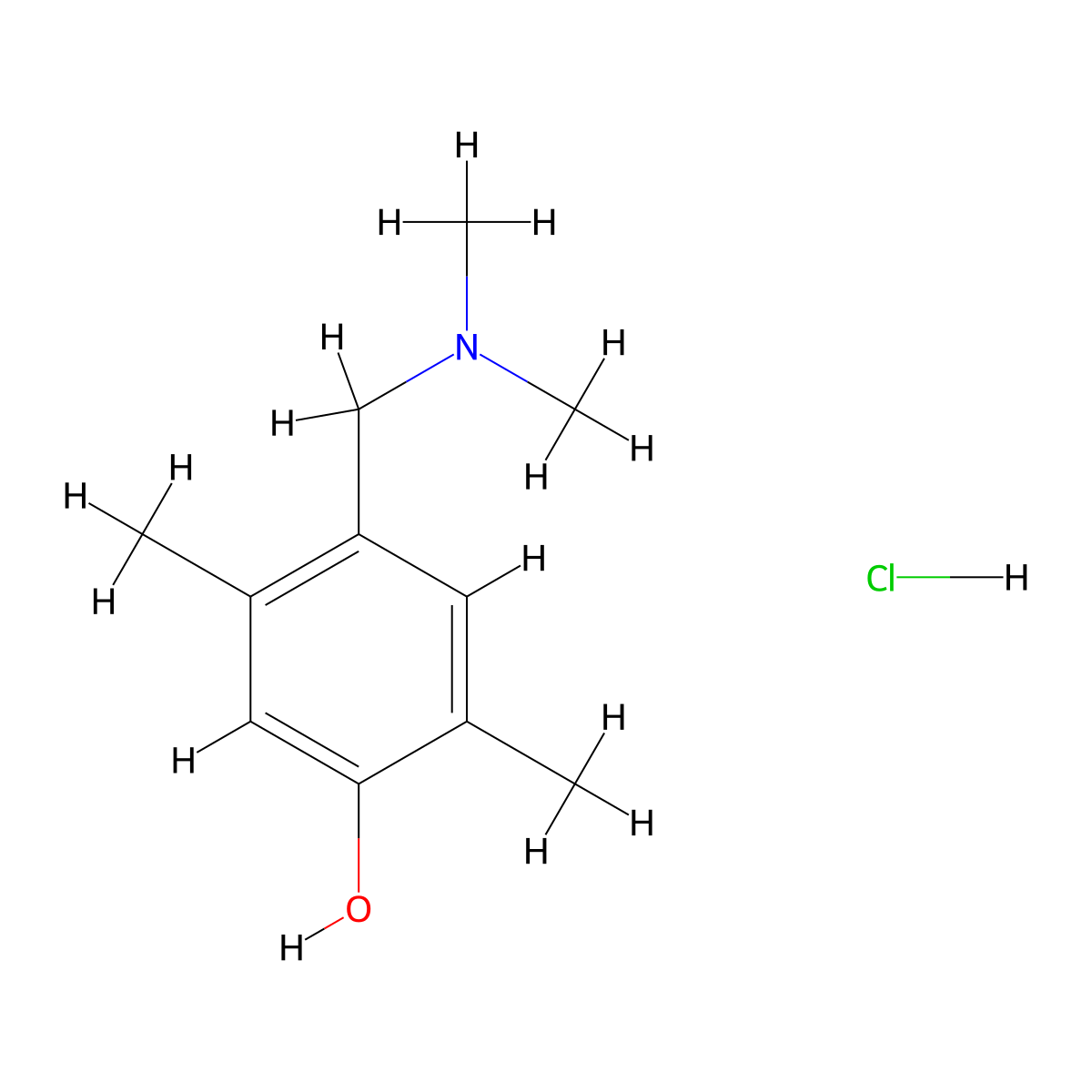 Phenol, 4-((dimethylamino)methyl)-2,5-dimethyl-, hydrochloride (1:1) molecular structure, CAS 42372-00-9