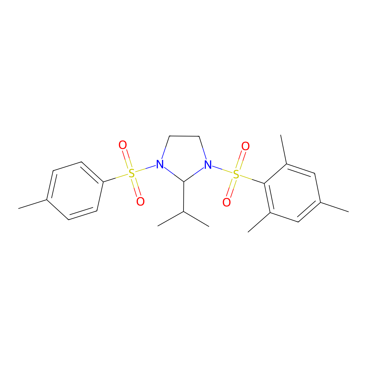 1-(4-Methylphenyl)sulfonyl-2-propan-2-yl-3-(2,4,6-trimethylphenyl)sulfonylimidazolidine molecular structure, CAS 423724-18-9
