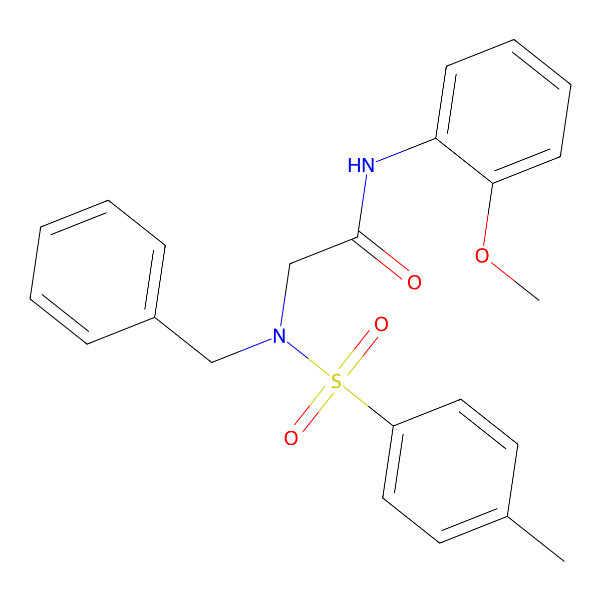 2-[benzyl-(4-methylphenyl)sulfonylamino]-N-(2-methoxyphenyl)acetamide molecular structure, CAS 423724-23-6
