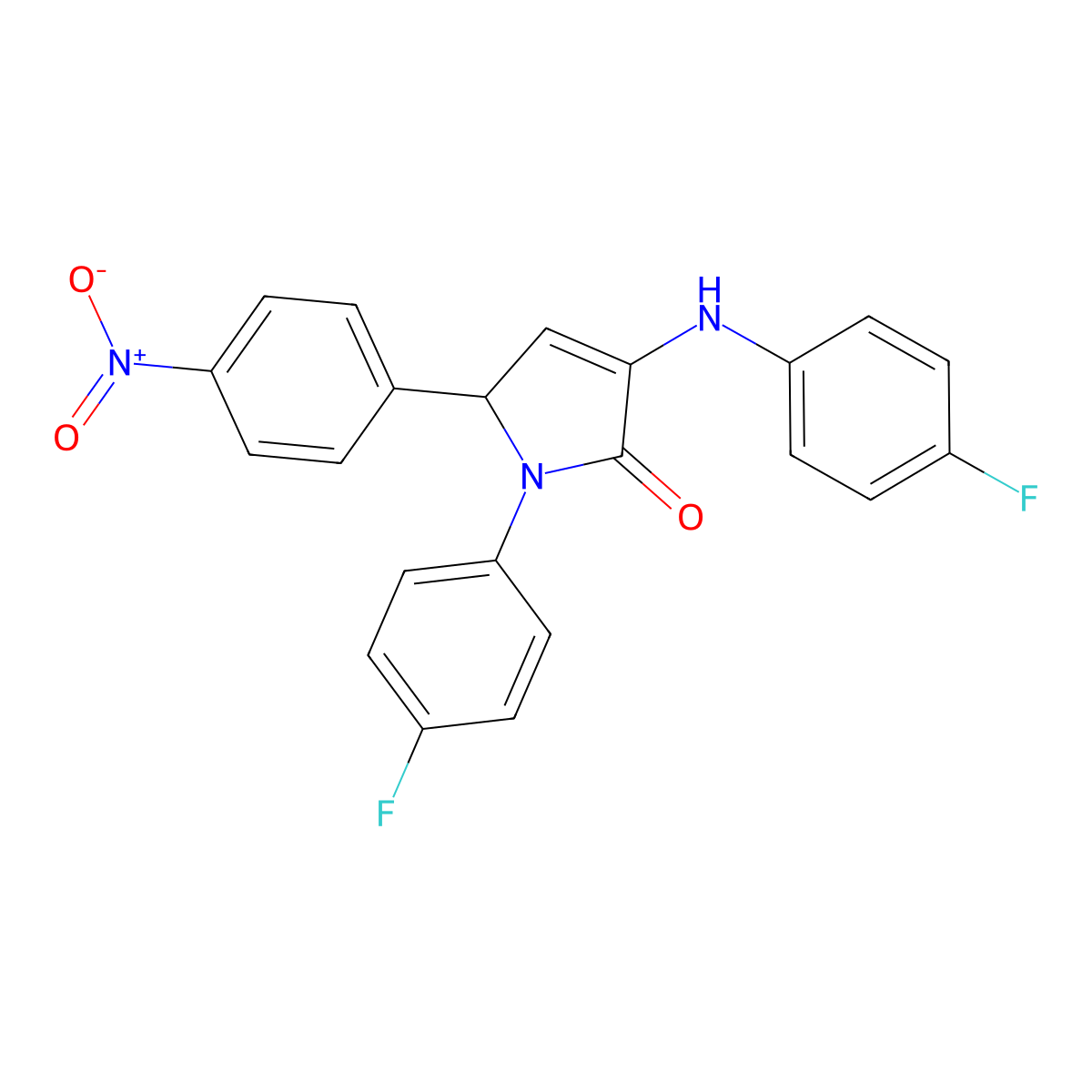 4-(4-fluoroanilino)-1-(4-fluorophenyl)-2-(4-nitrophenyl)-2H-pyrrol-5-one molecular structure, CAS 423725-58-0