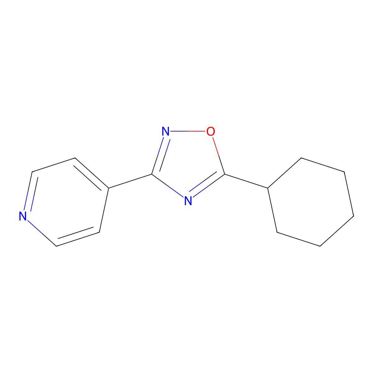 4-(5-Cyclohexyl-1,2,4-oxadiazol-3-yl)pyridine molecular structure, CAS 423725-92-2