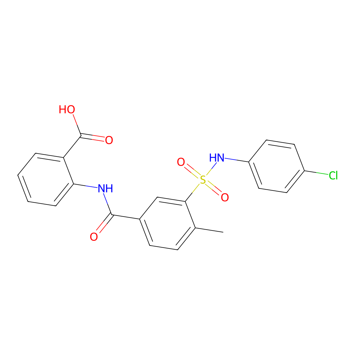 2-{3-[(4-Chlorophenyl)sulfamoyl]-4-methylbenzamido}benzoic acid molecular structure, CAS 423727-10-0