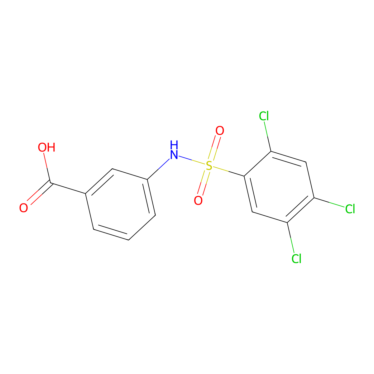 3-(2,4,5-Trichlorobenzenesulfonamido)benzoic acid molecular structure, CAS 423727-48-4