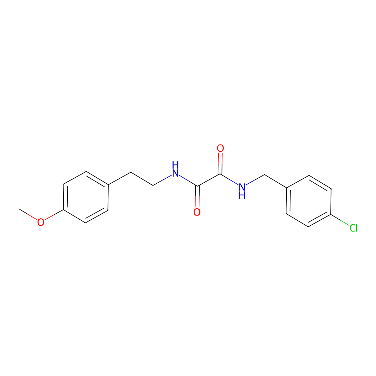 N1-(4-chlorobenzyl)-N2-(4-methoxyphenethyl)oxalamide molecular structure, CAS 423727-97-3