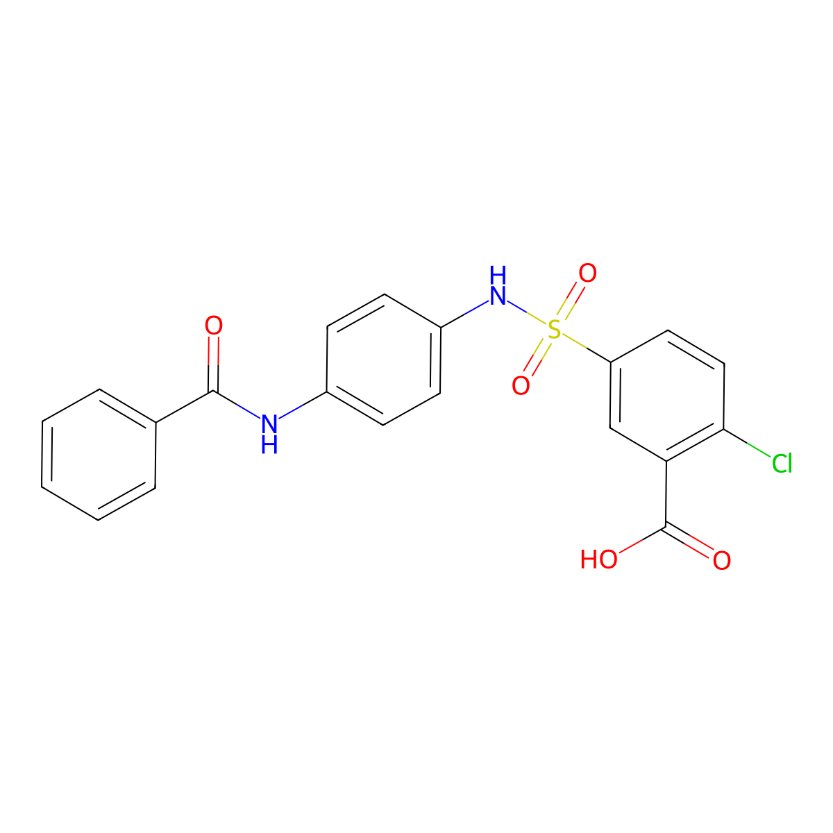 5-({[4-(Benzoylamino)phenyl]amino}sulfonyl)-2-chlorobenzoic acid molecular structure, CAS 423728-81-8