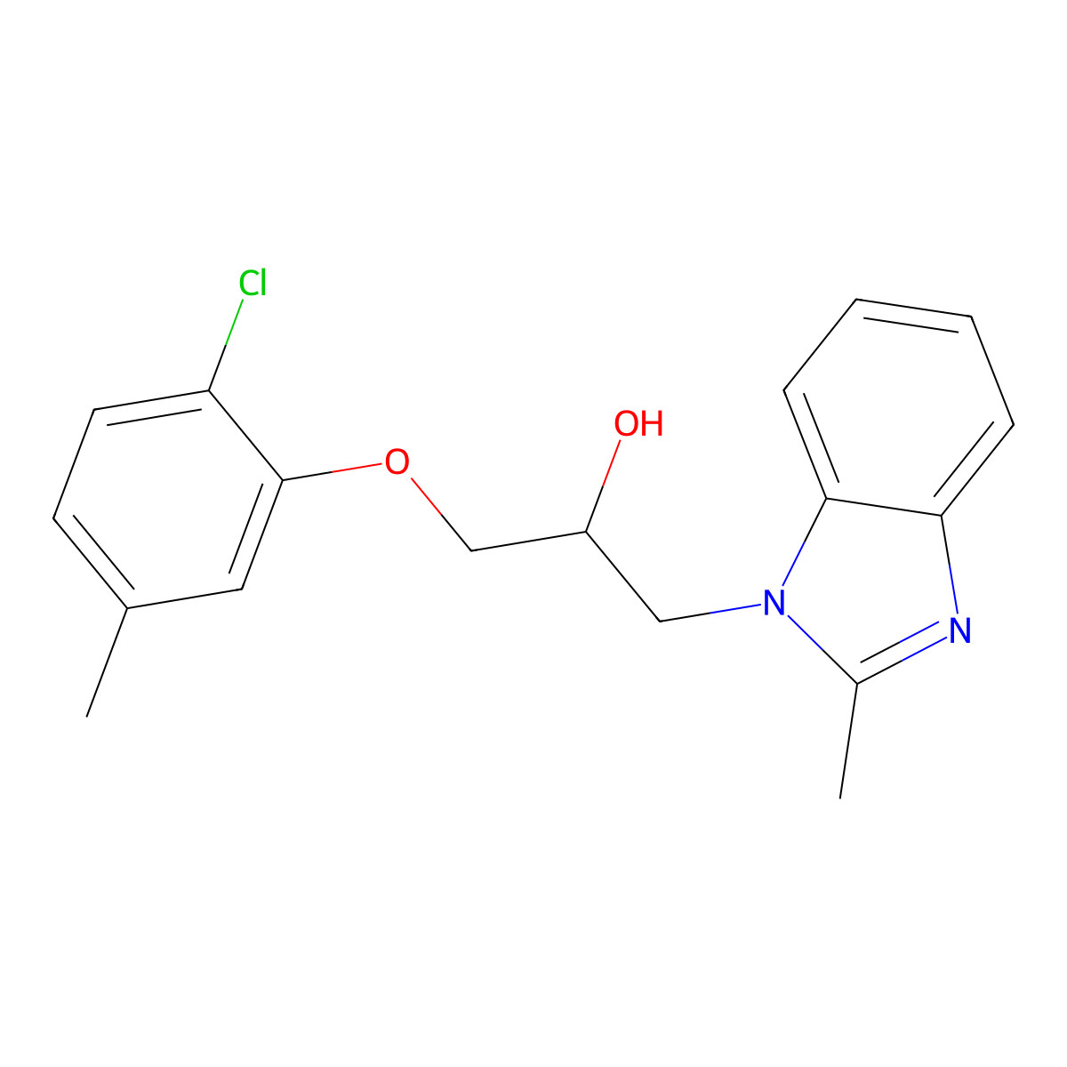 1-(2-Chloro-5-methylphenoxy)-3-(2-methylbenzimidazol-1-yl)propan-2-ol molecular structure, CAS 423728-82-9