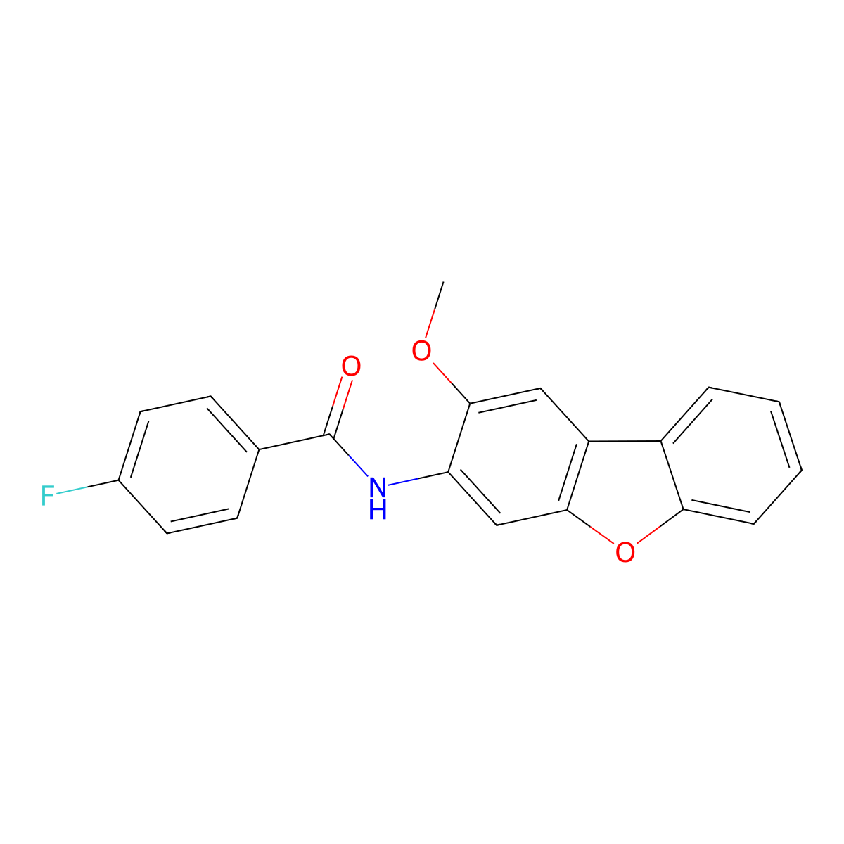 4-fluoro-N-(2-methoxydibenzofuran-3-yl)benzamide molecular structure, CAS 423729-48-0