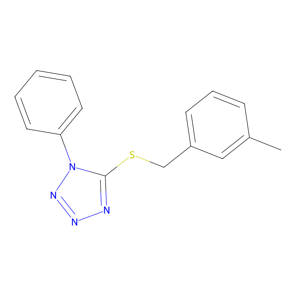 5-[(3-Methylphenyl)methylsulfanyl]-1-phenyltetrazole molecular structure, CAS 423729-64-0