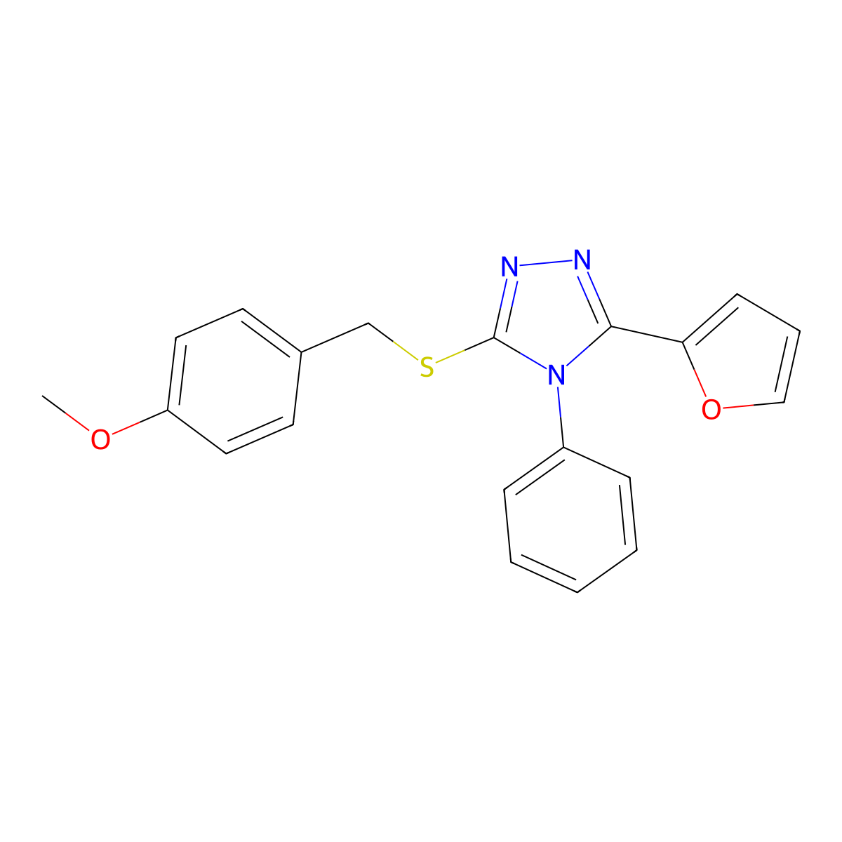 3-(Furan-2-yl)-5-[(4-methoxyphenyl)methylsulfanyl]-4-phenyl-1,2,4-triazole molecular structure, CAS 423729-66-2