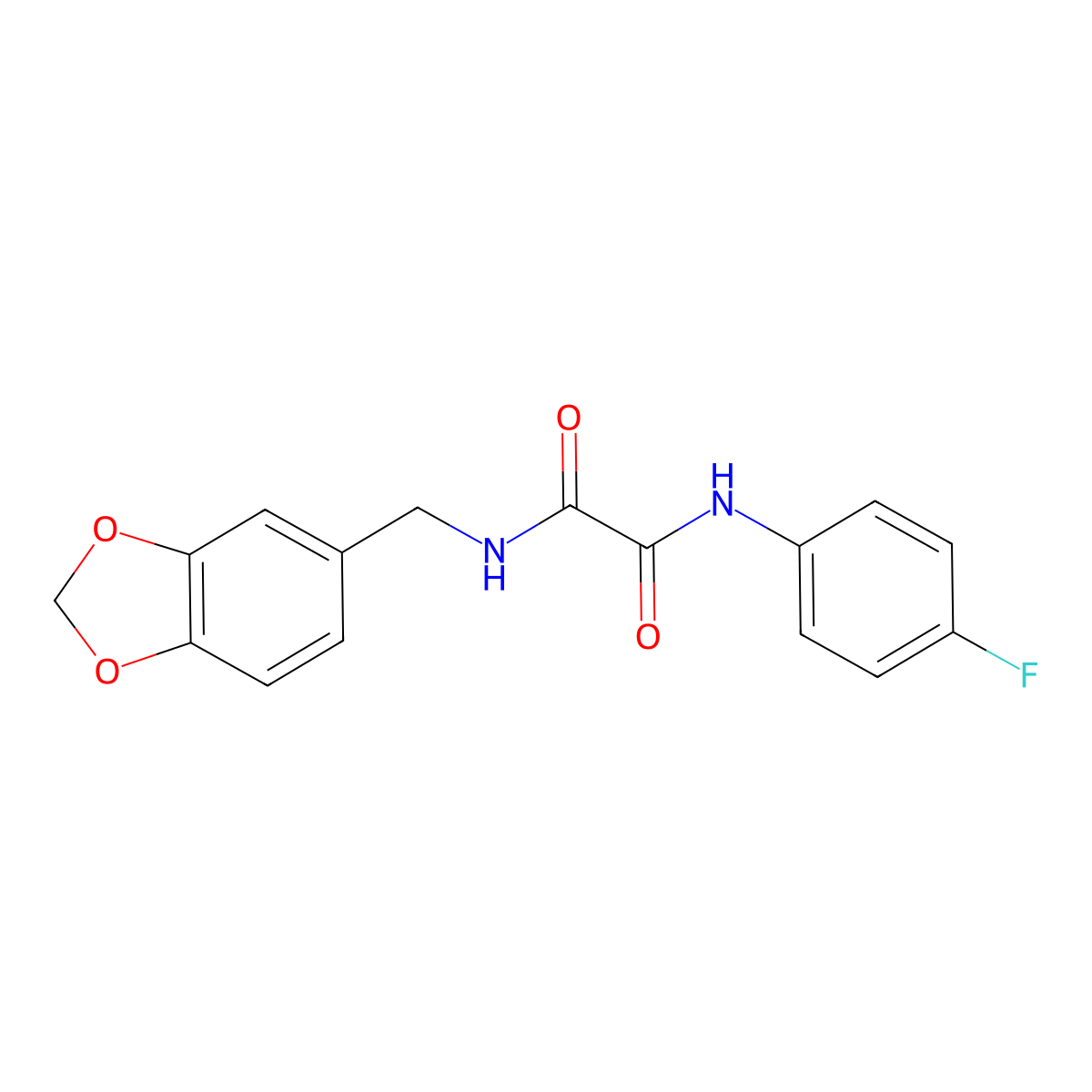 N-(1,3-benzodioxol-5-ylmethyl)-N'-(4-fluorophenyl)oxamide molecular structure, CAS 423729-83-3