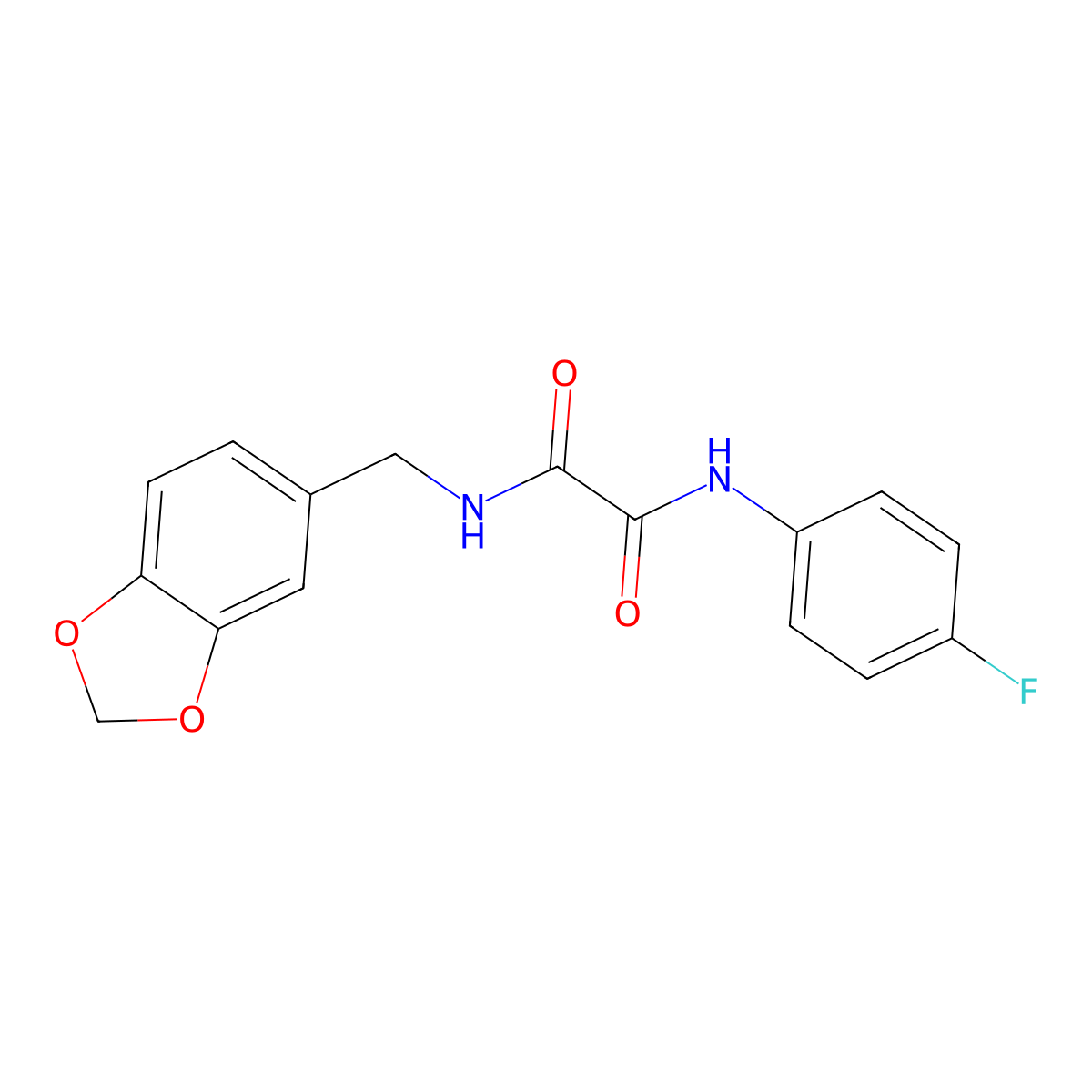 N-(1,3-benzodioxol-5-ylmethyl)-N'-(4-fluorophenyl)oxamide molecular structure, CAS 423729-83-3