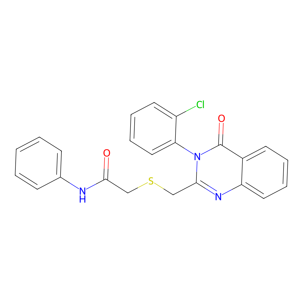 2-[[3-(2-chlorophenyl)-4-oxoquinazolin-2-yl]methylsulfanyl]-N-phenylacetamide molecular structure, CAS 423729-84-4