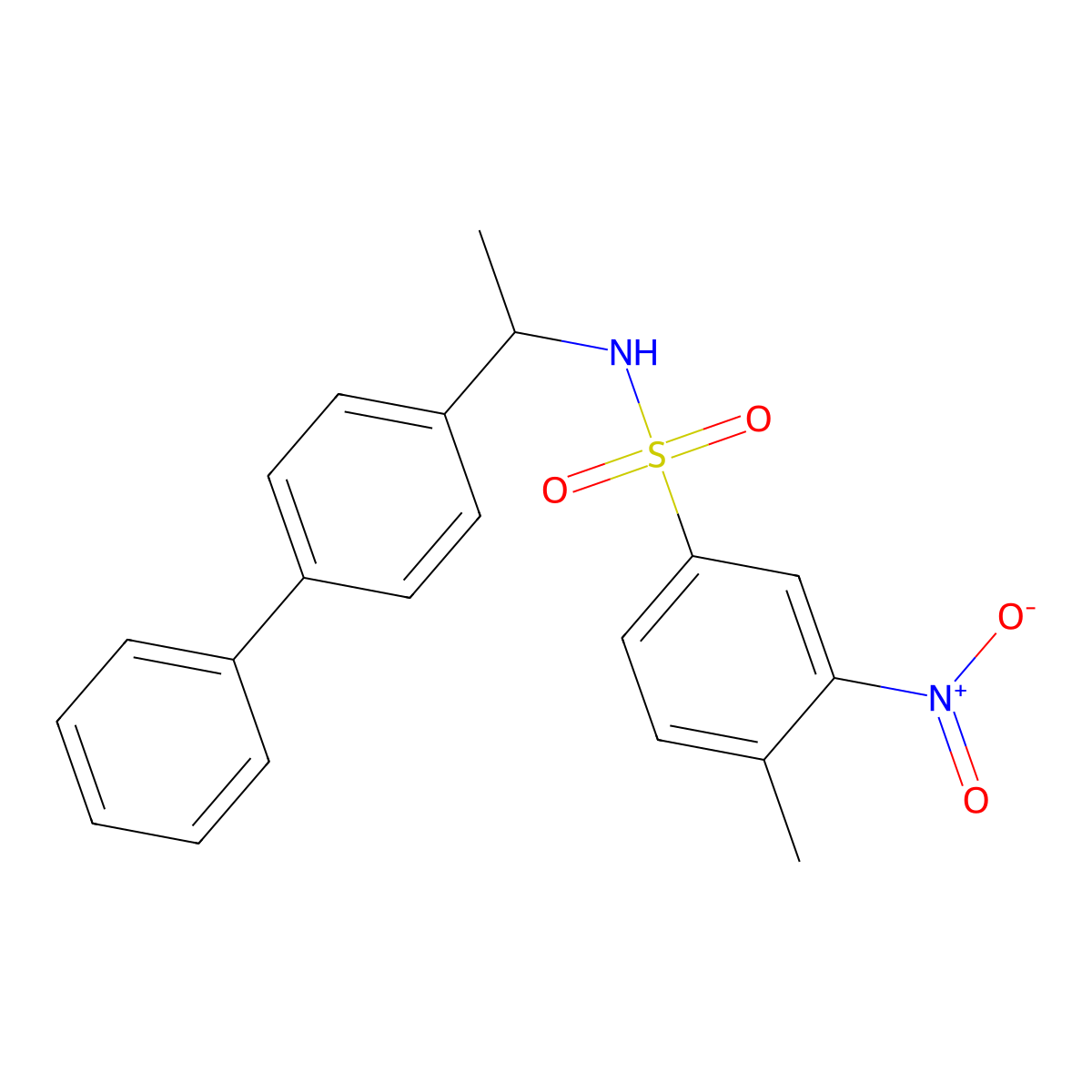 4-methyl-3-nitro-N-[1-(4-phenylphenyl)ethyl]benzenesulfonamide molecular structure, CAS 423729-88-8