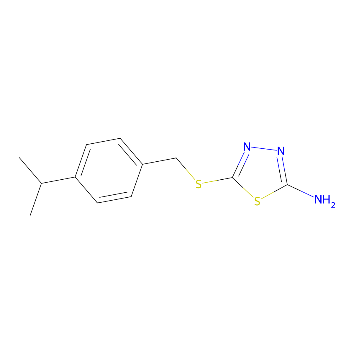 5-{[4-(Propan-2-yl)benzyl]sulfanyl}-1,3,4-thiadiazol-2-amine molecular structure, CAS 423729-90-2