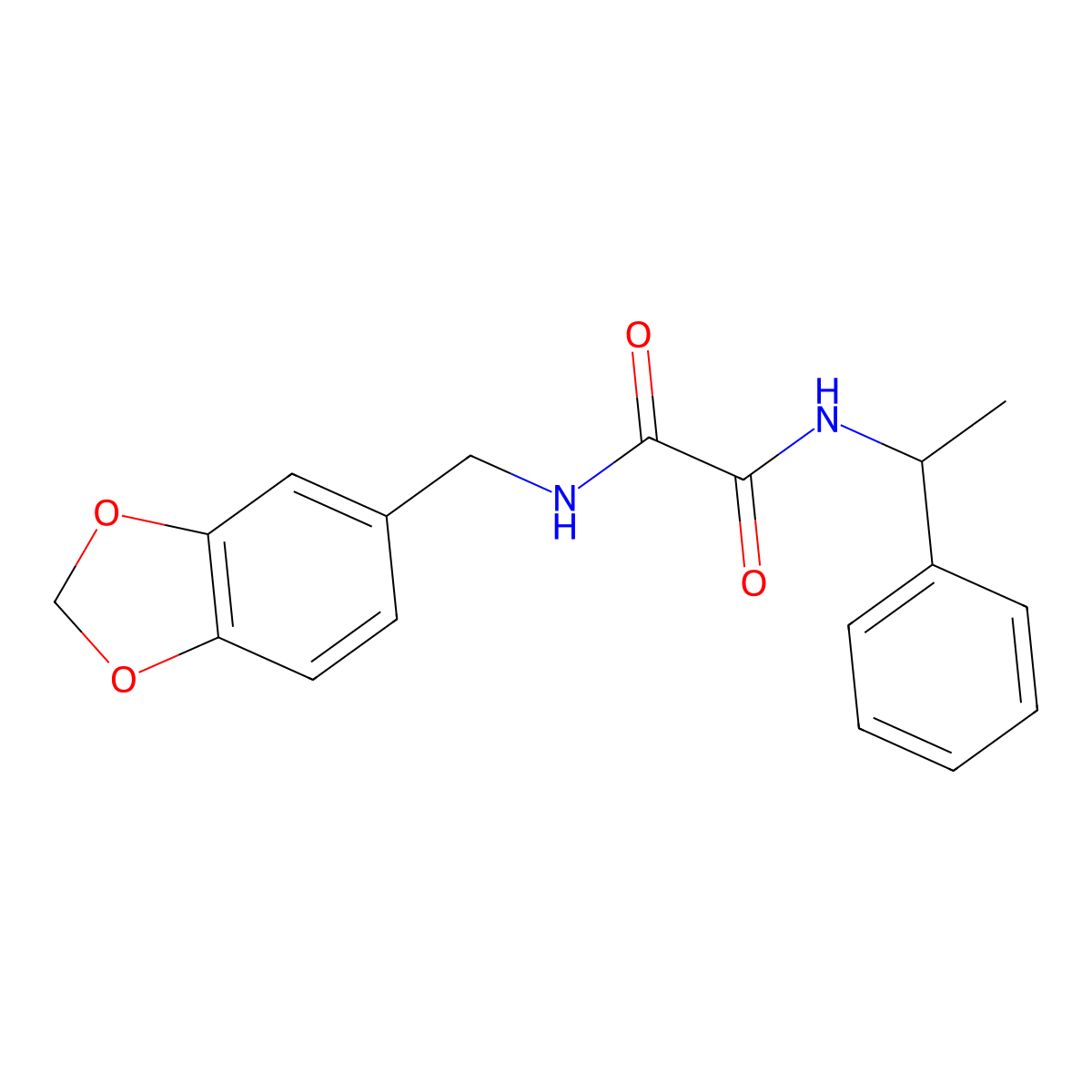 N-(1,3-benzodioxol-5-ylmethyl)-N'-(1-phenylethyl)oxamide molecular structure, CAS 423729-92-4