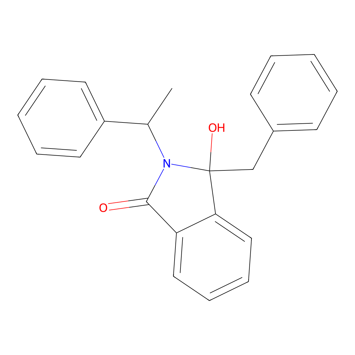 3-Benzyl-3-hydroxy-2-(1-phenylethyl)isoindol-1-one molecular structure, CAS 423730-36-3