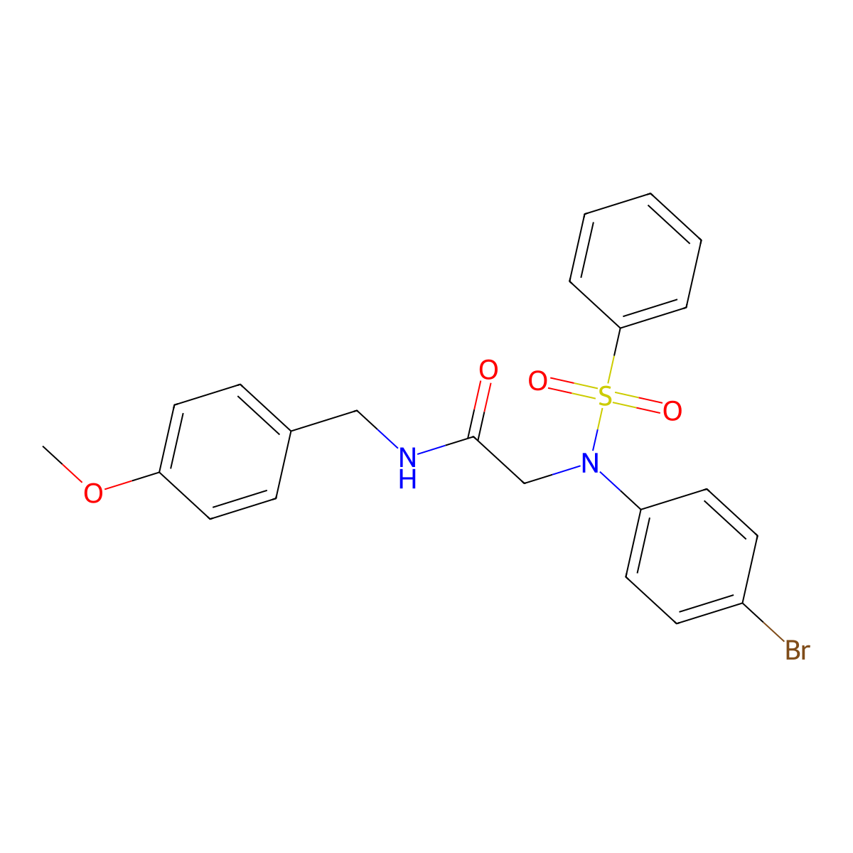 2-[N-(benzenesulfonyl)-4-bromoanilino]-N-[(4-methoxyphenyl)methyl]acetamide molecular structure, CAS 423730-48-7