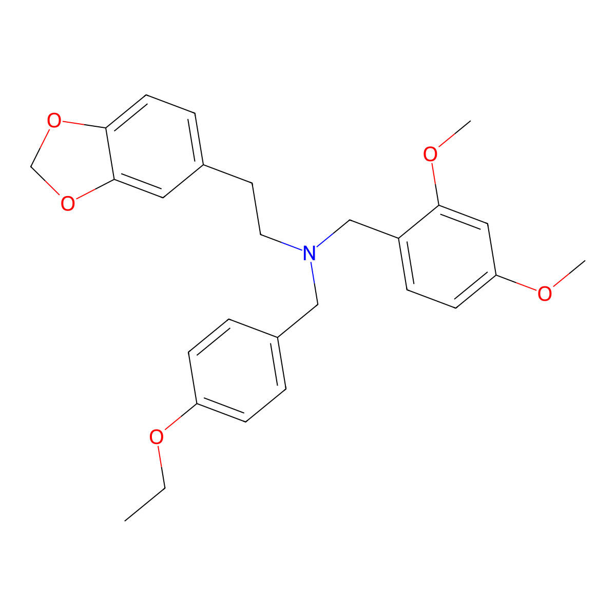 2-(1,3-benzodioxol-5-yl)-N-[(2,4-dimethoxyphenyl)methyl]-N-[(4-ethoxyphenyl)methyl]ethanamine molecular structure, CAS 423731-03-7