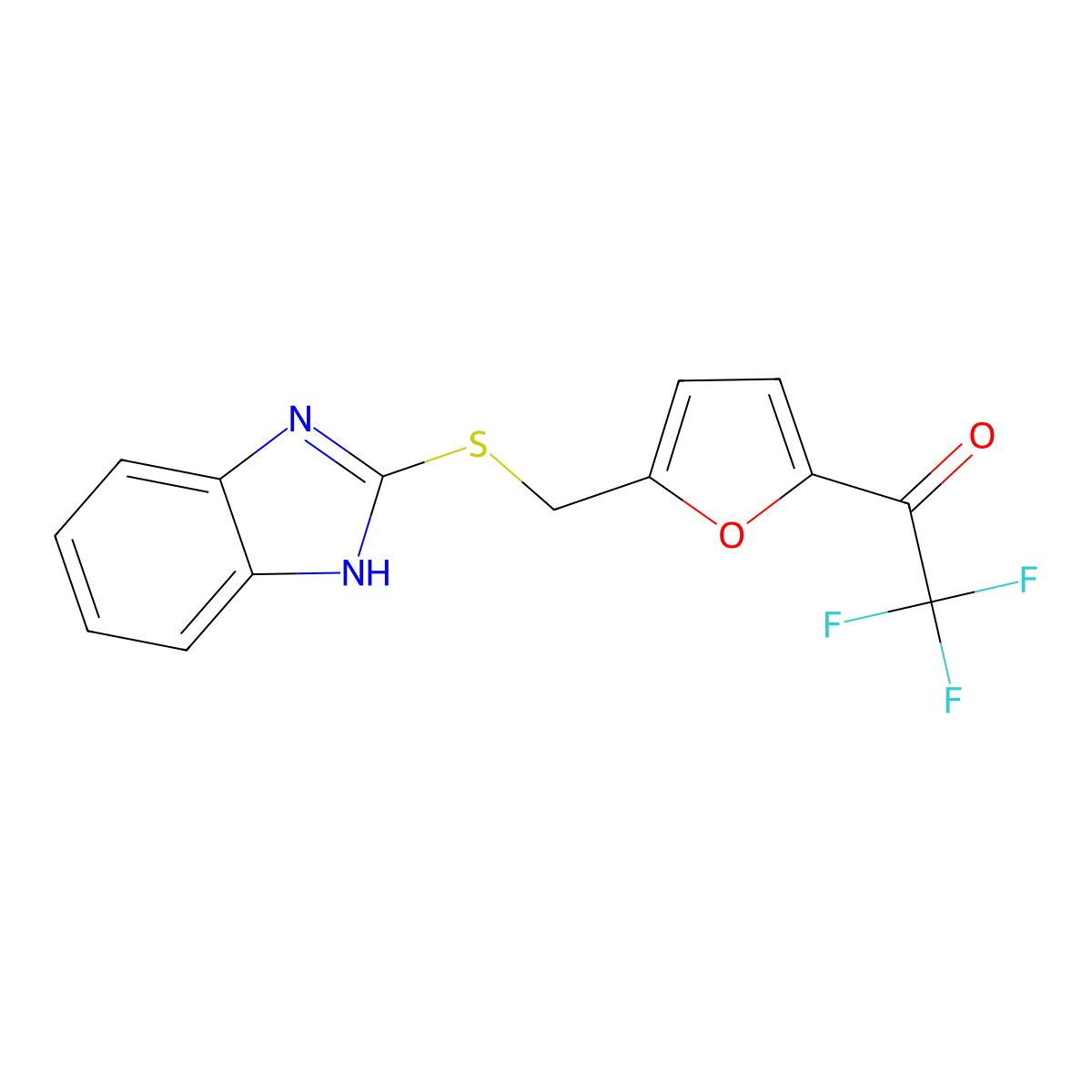 1-(5-{[(1H-Benzimidazol-2-yl)sulfanyl]methyl}furan-2-yl)-2,2,2-trifluoroethan-1-one molecular structure, CAS 423731-10-6