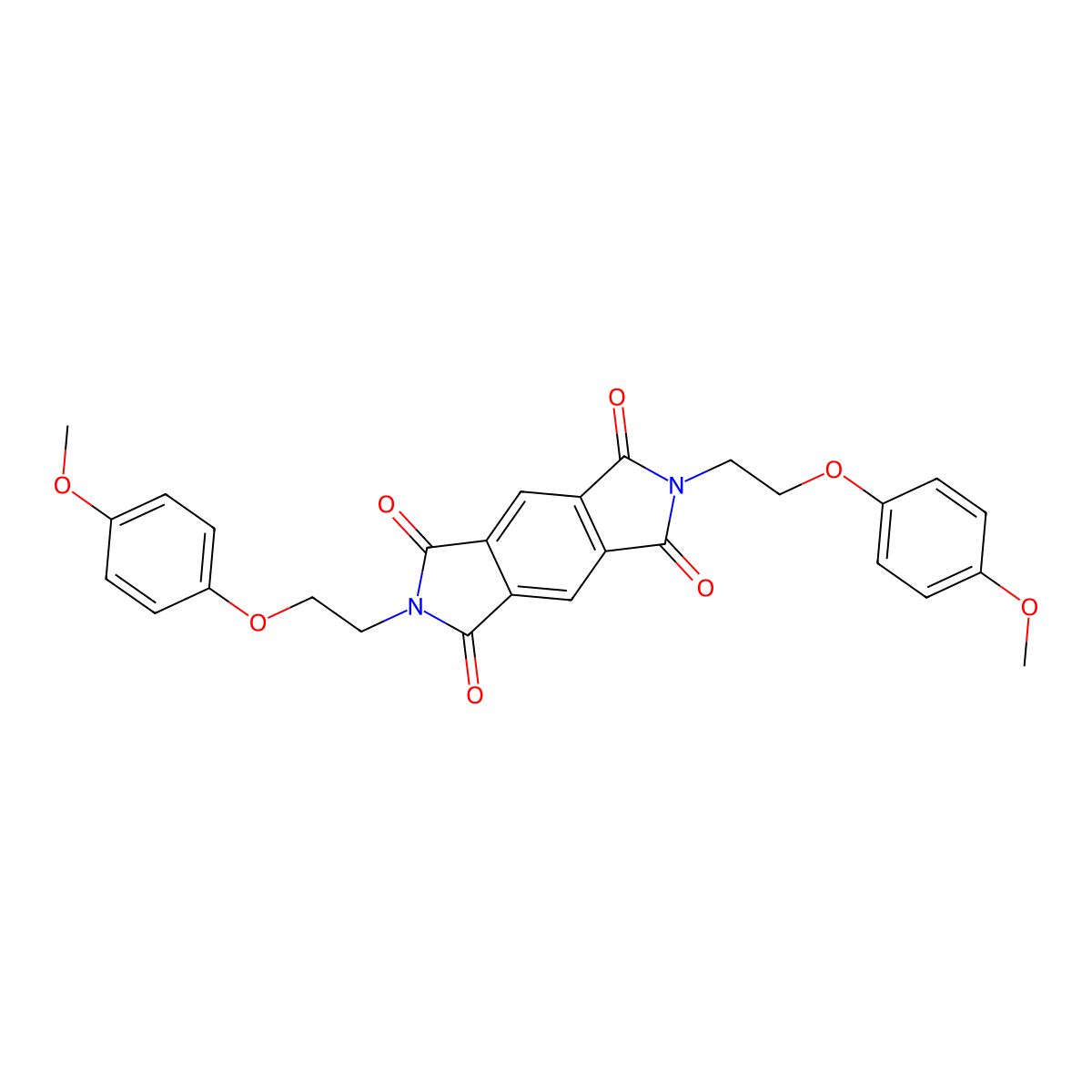 2,6-bis[2-(4-methoxyphenoxy)ethyl]pyrrolo[3,4-f]isoindole-1,3,5,7(2H,6H)-tetrone molecular structure, CAS 423731-26-4
