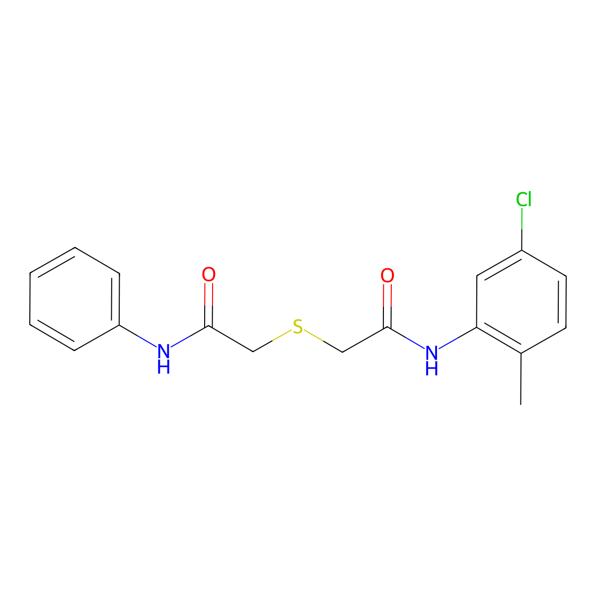 2-[2-(5-chloro-2-methylanilino)-2-oxoethyl]sulfanyl-N-phenylacetamide molecular structure, CAS 423731-32-2