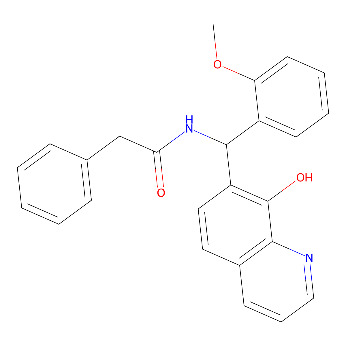 N-((8-Hydroxyquinolin-7-yl)(2-methoxyphenyl)methyl)-2-phenylacetamide molecular structure, CAS 423731-38-8