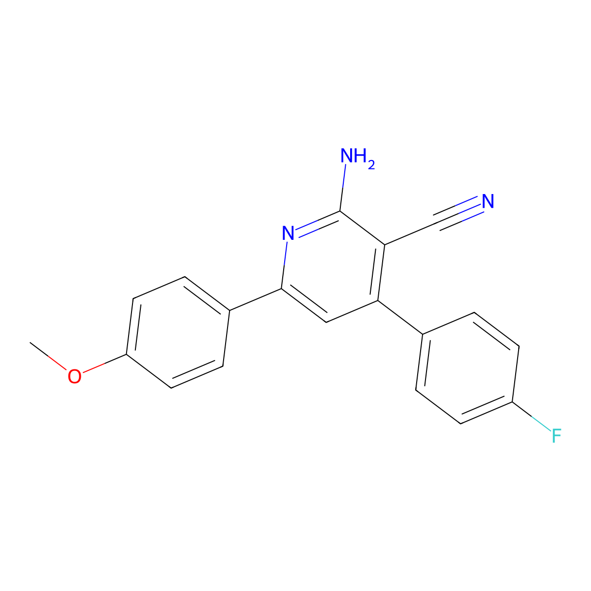 2-Amino-4-(4-fluorophenyl)-6-(4-methoxyphenyl)pyridine-3-carbonitrile molecular structure, CAS 423731-46-8