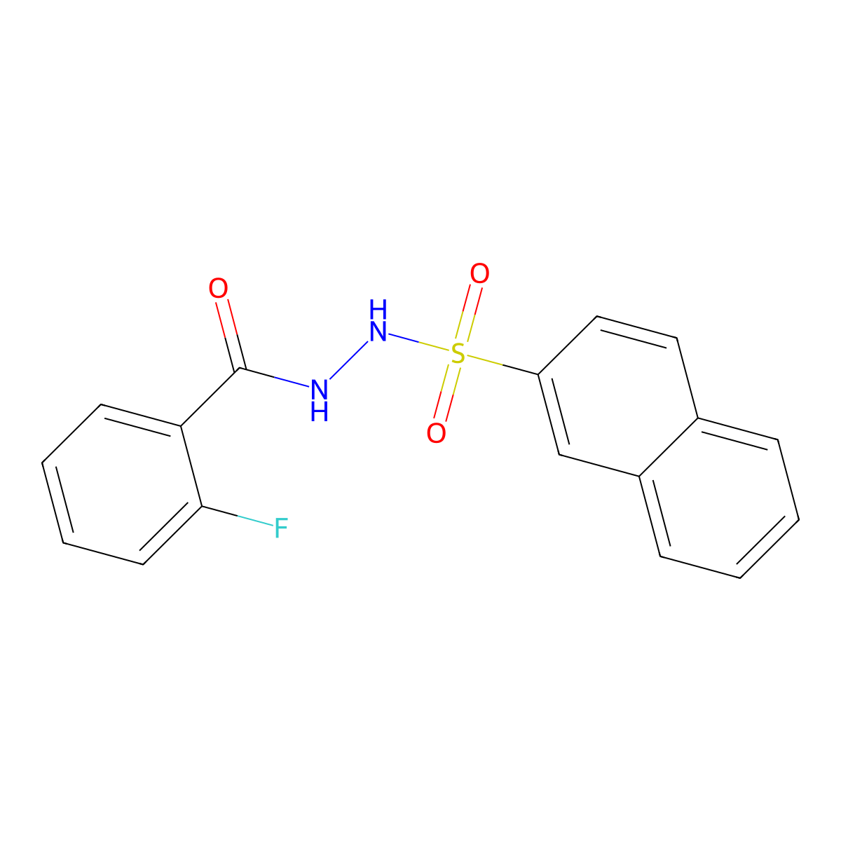 2-fluoro-N'-naphthalen-2-ylsulfonylbenzohydrazide molecular structure, CAS 423731-64-0