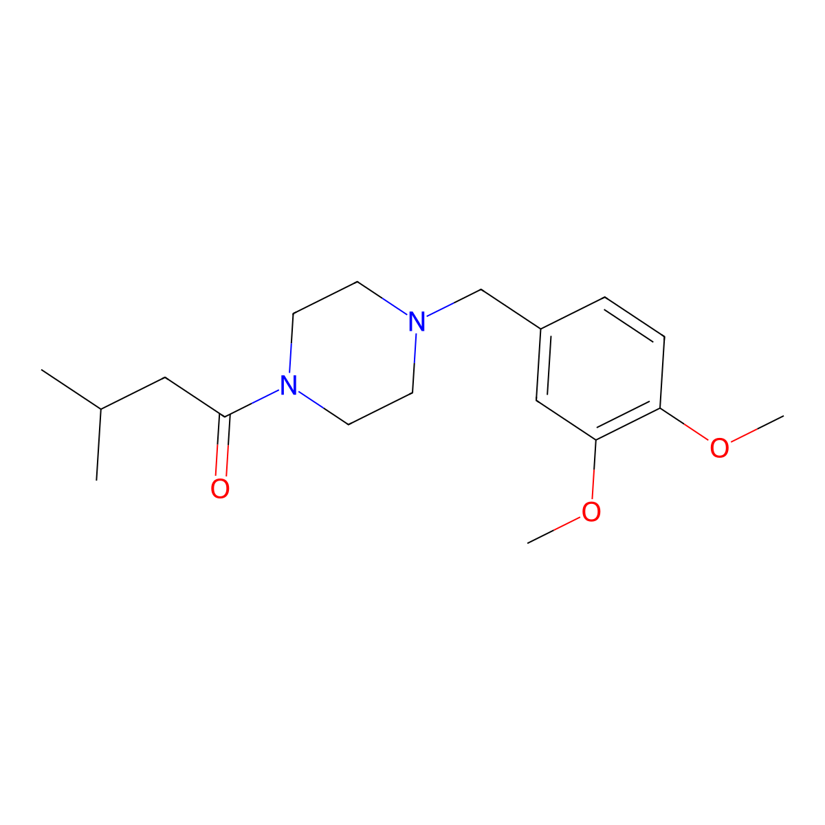 1-[4-[(3,4-Dimethoxyphenyl)methyl]piperazin-1-yl]-3-methylbutan-1-one molecular structure, CAS 423731-71-9