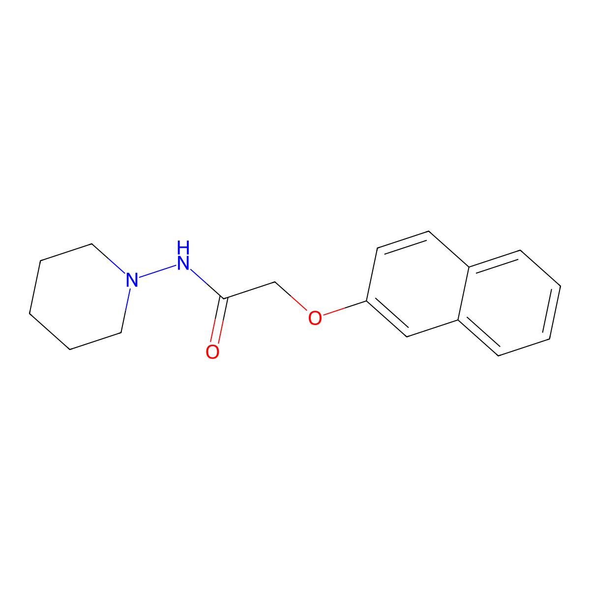 2-naphthalen-2-yloxy-N-piperidin-1-ylacetamide molecular structure, CAS 423731-79-7