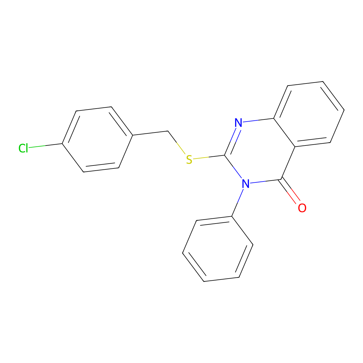 2-[(4-Chlorophenyl)methylsulfanyl]-3-phenylquinazolin-4-one molecular structure, CAS 423731-88-8