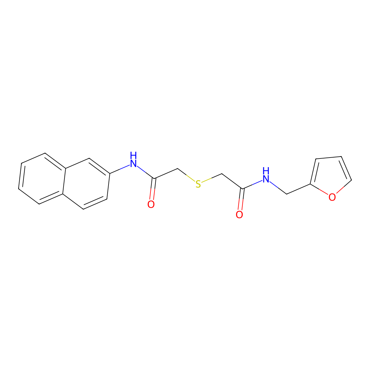 N-(furan-2-ylmethyl)-2-[2-(naphthalen-2-ylamino)-2-oxoethyl]sulfanylacetamide molecular structure, CAS 423731-93-5